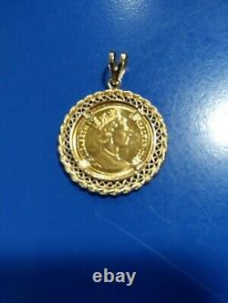 Gibraltar-1998 -1/10 oz. 9999 Fine Gold Royal Angel Coin in 14k Yellow Bezel