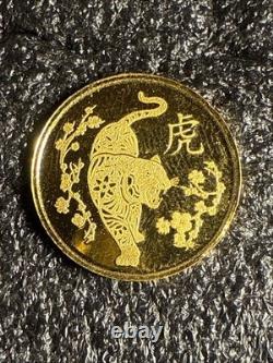 Gold! 1/10 Ouze. 9999 Fine Gold Lunar Calendar Year Of The Tiger! Td Mint