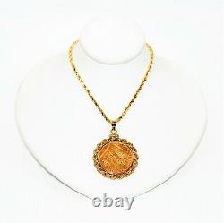 Gold 1897 20 Franc Coin 14kt Yellow Gold Pendant Necklace