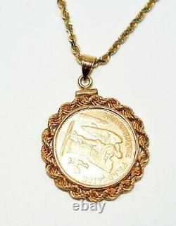 Gold 1897 20 Franc Coin 14kt Yellow Gold Pendant Necklace