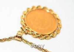 Gold 1897 20 Franc Coin 14kt Yellow Gold Pendant Necklace