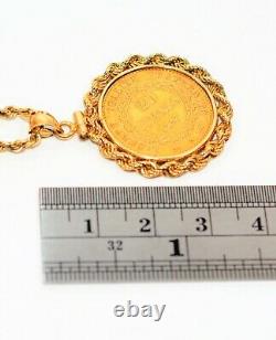 Gold 1897 20 Franc Coin 14kt Yellow Gold Pendant Necklace