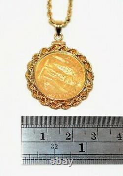 Gold 1897 20 Franc Coin 14kt Yellow Gold Pendant Necklace