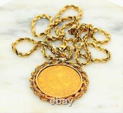 Gold 1897 20 Franc Coin 14kt Yellow Gold Pendant Necklace