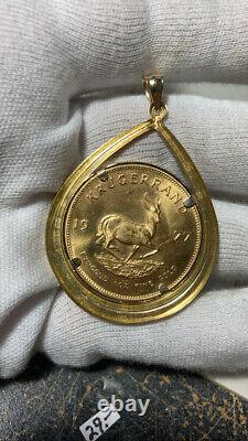 Gold 1977 Krugerrand South Africa 1oz Coin 14k Gold Pendant