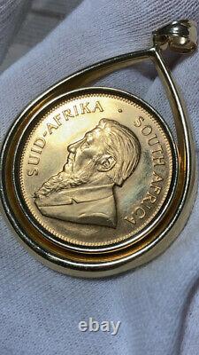 Gold 1977 Krugerrand South Africa 1oz Coin 14k Gold Pendant