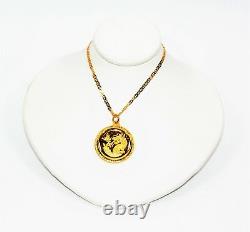 Gold Coin 14kt Yellow Gold Oriental Dragon Pendant Necklace