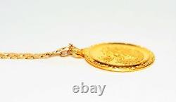 Gold Coin 14kt Yellow Gold Oriental Dragon Pendant Necklace