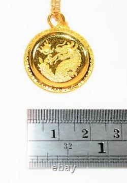 Gold Coin 14kt Yellow Gold Oriental Dragon Pendant Necklace