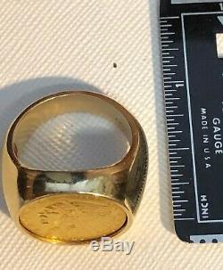 Gold Coin Ring $2.5 1928 Indian Qtr. Eagle 18.2 Grams Size 10.3 Andt Op Quality