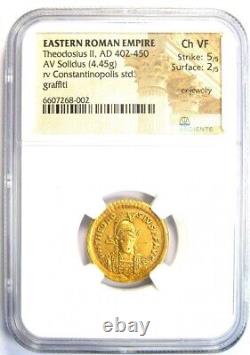 Gold Theodosius II AV Solidus Gold Coin 402-450 AD Certified NGC Choice VF