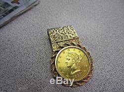 Gorgeous 1899 s Ten Dollar Gold Coin Money clip 14kGold with 22k Gold Make Offer