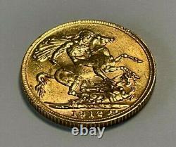 Great Britain 1912 King George V Full Gold Sovereign, 7.98 grams. 9167 Fine