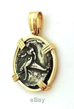 Greek Coin Pendant Boy on Dolphin Tara Calabria 14k Jewelry