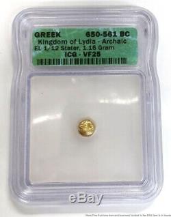 Greek Kingdom Of Lydia 1/12 Stater Gold Coin 6th Century BC VF Very Fine