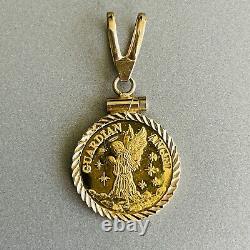 Guardian Angel Forever At My Side 1/25 oz. 999 Fine Gold 24K Coin Charm Pendant