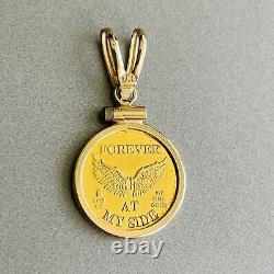 Guardian Angel Forever At My Side 1/25 oz. 999 Fine Gold 24K Coin Charm Pendant