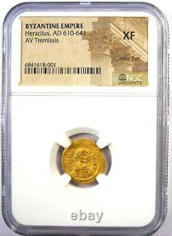 Heraclius Gold AV Tremissis Gold Byzantine Coin 610-641 AD Certified NGC XF EF