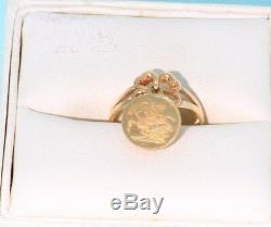 Isle of Man Coin Ring 1988 Set in 14K Yellow Gold Vintage Estate Coin Ring