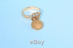 Isle of Man Coin Ring 1988 Set in 14K Yellow Gold Vintage Estate Coin Ring