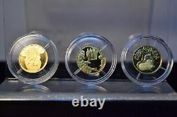 Israel Biblical Art Miniature Commem. 3 Coins Set 1 Sheqel. 999 Fine Gold Proof