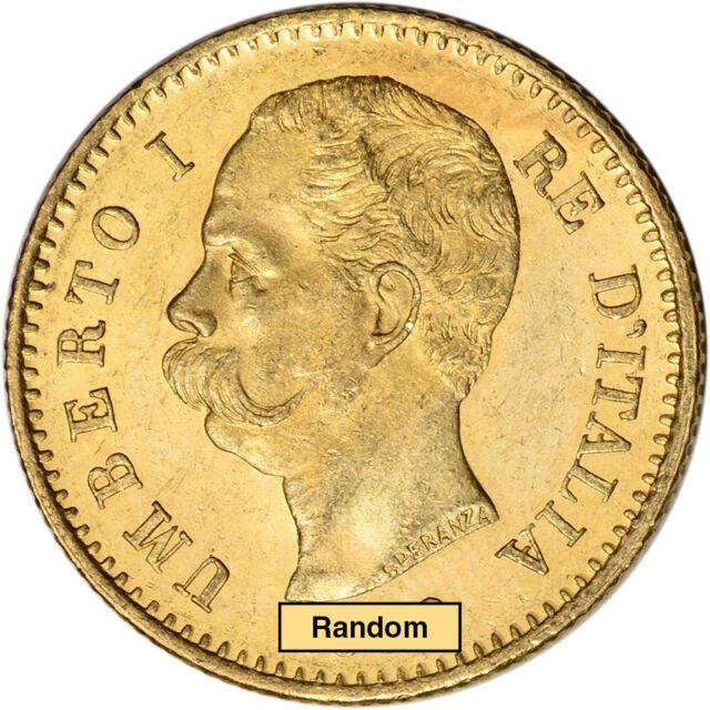 Italy Gold 20 Lire Umberto I. 1867 Oz Xf/au Random Date