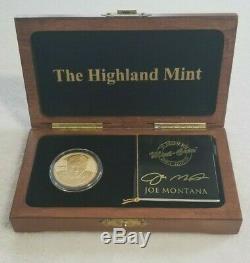 Joe Montana 1995 troy oz. 999 Fine GOLD Coin #83 & Info Card Highland Mint NFL