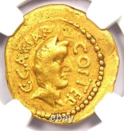 Julius Caesar Gold AV Aureus Gold Coin 46 BC Certified NGC Choice Fine