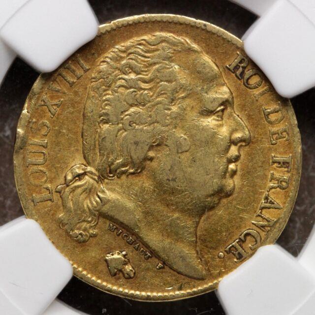 King Louis Xviii France 20 Francs Gold Coin 1818 Ngc Xf-40 Extremely Fine Toned