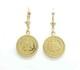 Lab Created 14k Yellow Gold Coin Earrings Lever Back Fine Jewelry For Women 4.2g