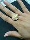 Lady Liberty Coin Lucky Wedding Ring 2ct Round Moissanite 14k Yellow Gold Plated