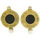 Large Elizabeth Gage Ancient Coin Diamond Pearl Gold Earrings