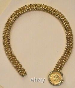 Les Bernard Gold Necklace Coin Drachma Wide Double Link Chain