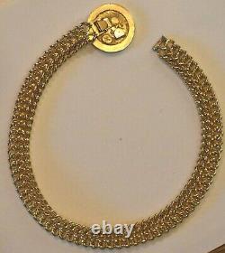 Les Bernard Gold Necklace Coin Drachma Wide Double Link Chain