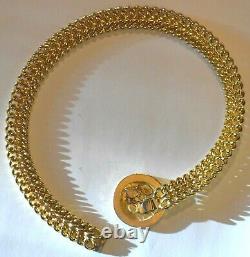 Les Bernard Gold Necklace Coin Drachma Wide Double Link Chain