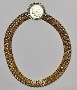 Les Bernard Gold Necklace Coin Drachma Wide Double Link Chain