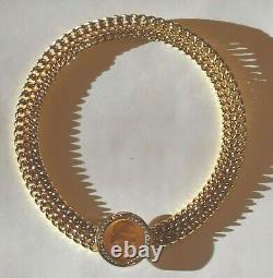Les Bernard Gold Necklace Coin Drachma Wide Double Link Chain