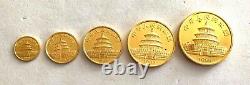 Look 1988- Chinese Panda 5.999 Fine Gold Proof Coin Set- 1 Oz- 1/20th Oz