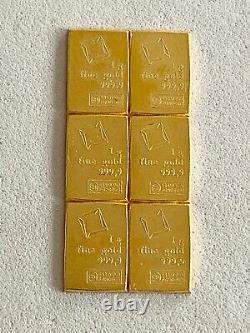 Look 6- 1 Gram (999.9 Fine) Gold Valcambi Bars, See Other Gold, Silver & Coins