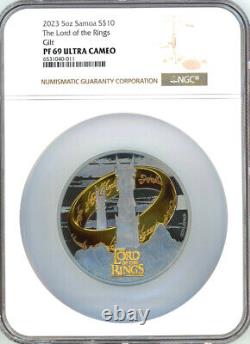 Lord of the Rings Black Platinum & 24K 5 oz Silver Coin 2023 Samoa NGC PF 69
