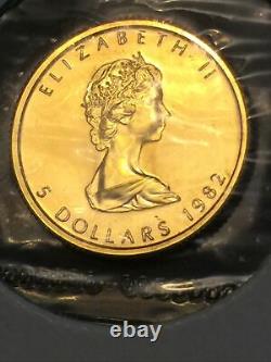 Lot 509- 1999 1/10 Ounce Gold Canadian Maple Leaf- FIVE DOLLAR. 9999 FINE Tenth
