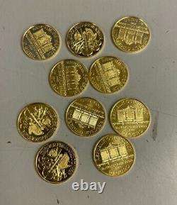 Lot of 10 Gold 2023 Gold 1/10 oz Austria Philharmonic 1/10 oz. 9999 fine Coins