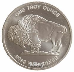 Lot of 100 1 Troy Oz Silver Round Buffalo Design. 9999 Fine CNT Minting
