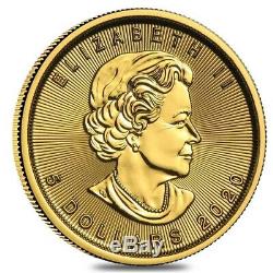 Lot of 2 2020 1/10 oz Canadian Gold Maple Leaf $5 Coin. 9999 Fine BU (Sealed)