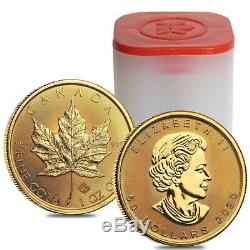 Lot of 2 2020 1 oz Canadian Gold Maple Leaf $50 Coin. 9999 Fine BU