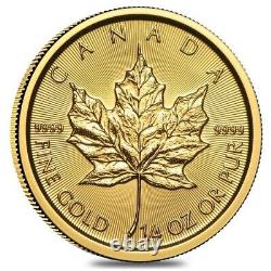 Lot of 2 2021 1/4 oz Canadian Gold Maple Leaf $10 Coin. 9999 Fine BU (Sealed)