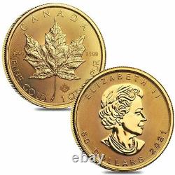 Lot of 2 2021 1 oz Canadian Gold Maple Leaf $50 Coin. 9999 Fine BU