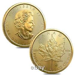 Lot of 2 2022 1 oz Canadian Gold Maple Leaf $50 Coin. 9999 Fine BU