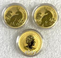 Lot of 3 Gold 2023 Gold 1 oz Australian Kangaroo $100 Coin. 9999 Fine BU Coins