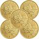 Lot Of 5 2022 1 Oz Canadian Gold Maple Leaf $50 Coin 9999 Fine Gold Bu
